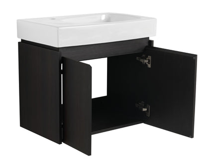 Modern Bathroom Vanity With Ceramic Basin, Wall Mounted Floating Sink Combo, Storage Cabinet