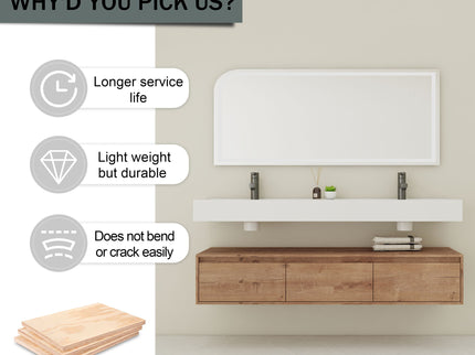 Contemporary Wall Mounted Bathroom Vanity With Dual Resin Sink And Soft Close Drawer