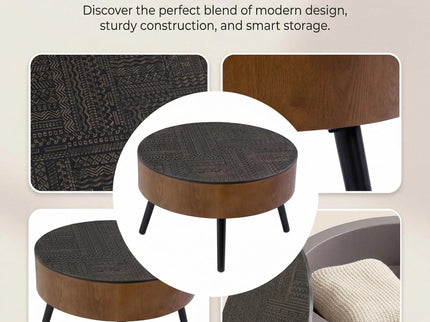 Round Coffee Table With Storage Function For Living Rooms