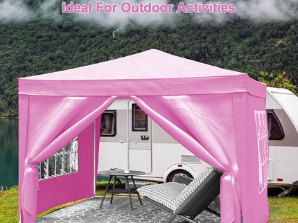 10'X10' Folding Canopy With 4 Removable Sidewalls Outdoor Event Shelter UPF 50+ Gazebo Portable Tents For Parties Beach Camping Wedding Ez Pop Up Canopy 4 Pieces Weight Bag + Carry Bag