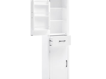 Tall Freestanding Bathroom Storage Cabinet With 2 Doors And Adjustable Shelves