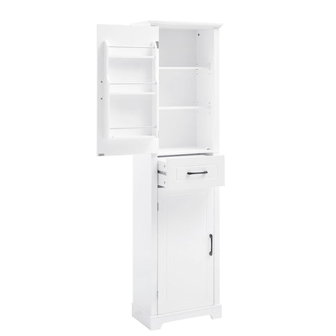 Tall Freestanding Bathroom Storage Cabinet With 2 Doors And Adjustable Shelves