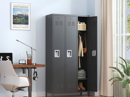Storage Locker Cabinet With Locks For Employees, Home Gym Office School Garage - Black