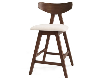 Mid Century Modern Counter Stool With V Shape Frame And Upholstered Seating