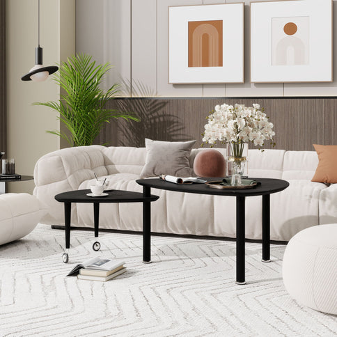 360 Degree Rotatable Coffee Table With Solid Legs