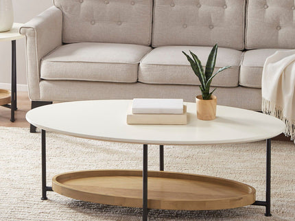 Oval Coffee Table - White / Natural