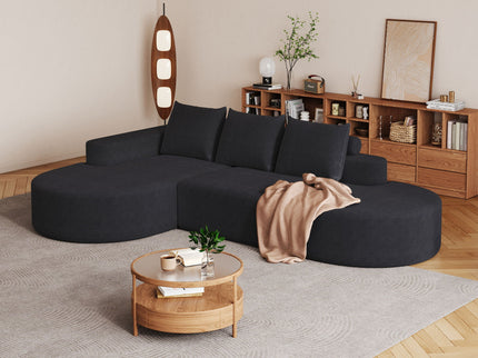 Modern Curved Sofa, L-Shaped Modular Sectional Set With 3 Pillows