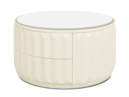 Facino - Round Storage Coffee Table - White Birch
