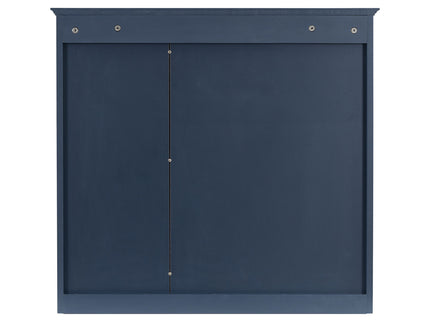 Bathroom Vanity With Top Sink, 2 Doors And 3 Drawers, Freestanding Set With Mirror Cabinet