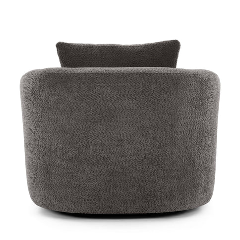 360° Swivel Barrel Sofa Chair With Throw Pillow, Upholstered Accent Chair