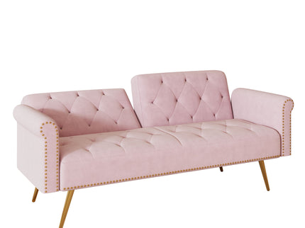 Luxurious Sofa Bed With Nail Head Trim And Matching Pillow