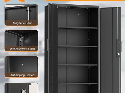 2 Door File Cabinet With Lock, 4 Adjustable Shelves, Heavy-Duty