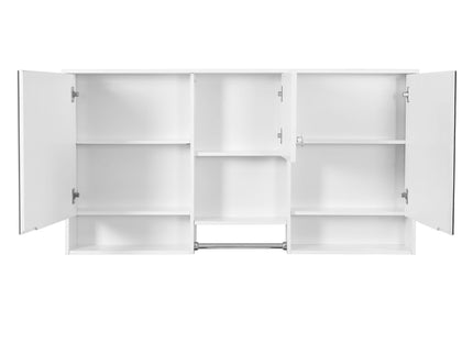 Wall-Mount 3-In-1 Mirror Cabinet With Adjustable Shelf, Soft-Closing Hinges, Rectangular Design - White