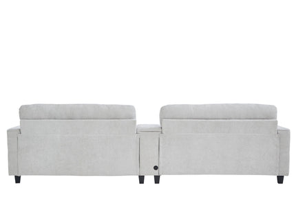 Modern Sectional Sofa U-Shaped With Movable Ottomans, tooth Speakers, LED Lights And Modular Storage