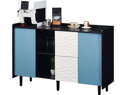 Modern Sideboard Buffet Cabinet With Doors And Unique Panel Styling
