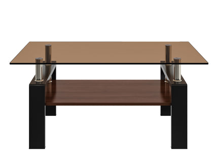Modern Rectangular Coffee Table With Tempered Glass Top