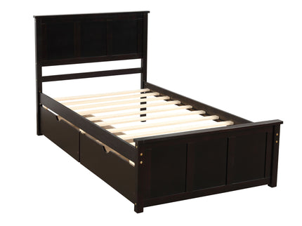 Platform Storage Bed With 2 Wheel Base Drawers