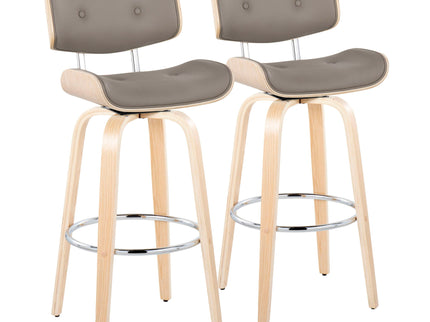 Lombardi - Mid Century Modern Fixed Height Barstool With Swivel With Round Footrest (Set of 2)