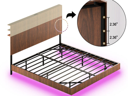Floating Bedstead With Charging Station And LED Lights