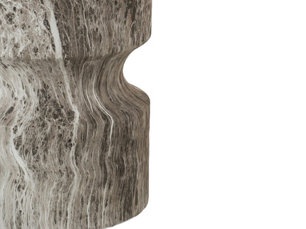 Outdoor Geometric Round End Table - Marble
