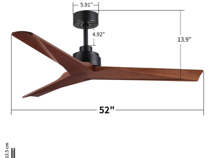 Ceiling Fan Without Light, DC Motor, No Light, Quiet Reversible Ceiling Fan For Living Room - Black