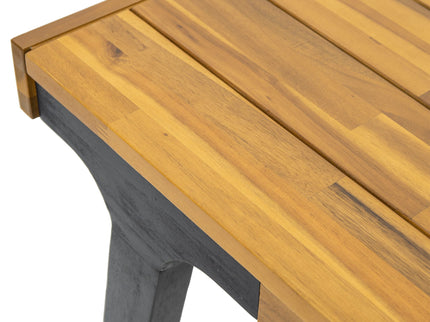 Acacia Wood Patio Dining Table, 69"L Rectangle Outdoor Table - Teak / Black