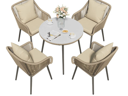 5 Piece Twisted Rattan Patio Dining Set With Table