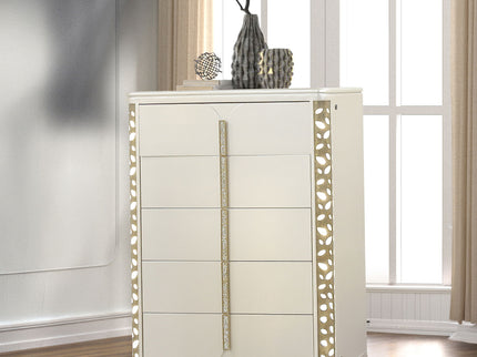 Cinderella - Chest With LED Accents And 5 Storage Drawers - Beige