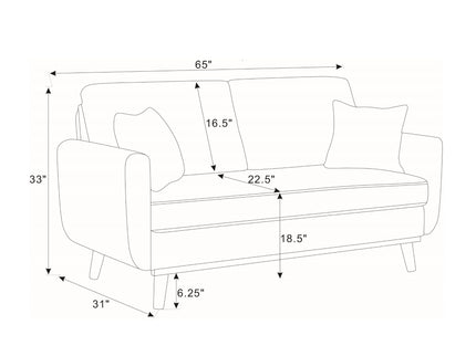 Upholstered Loveseat With Arms And Pillows