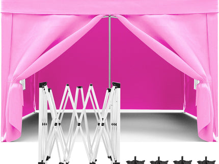 10'X10' Folding Canopy With 4 Removable Sidewalls Outdoor Event Shelter UPF 50+ Gazebo Portable Tents For Parties Beach Camping Wedding Ez Pop Up Canopy 4 Pieces Weight Bag + Carry Bag