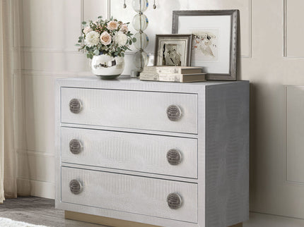 Anpu - Faux Crocodile Skin Console Cabinet - Silver
