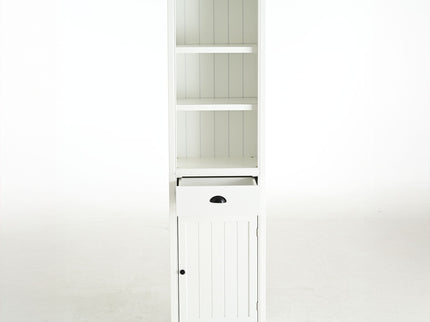 Retro Style 75'' Tall Display Shelf With Cabinet For Hallways Living Room Kitchen - White