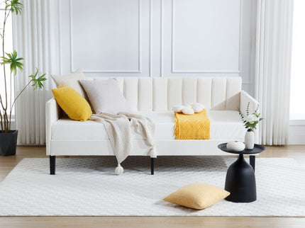 Elena - Boucle Upholstered Daybed, Ribbed Tufted Backrest