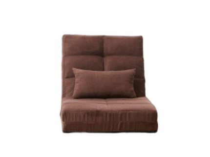 Modern Triple Fold Down Metal Frame Sofa Bed With 5 Reclining Positions And Pillow - Adjustable Upholstered Floor Couch For Gaming Or Guest Room - Brown