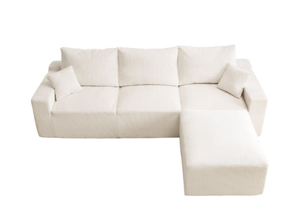 L Shaped Sectional Sofa, Full Compression 3 Seater Cloud Couch With Chaise