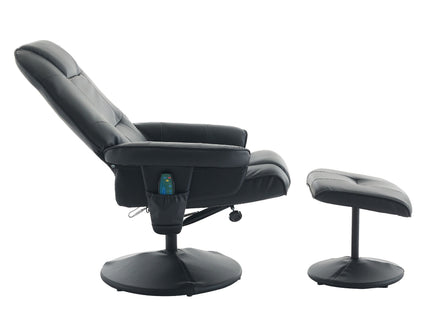 360° Swivel Reclining Chair With Wrapped Base, 5 Point Vibration Massage