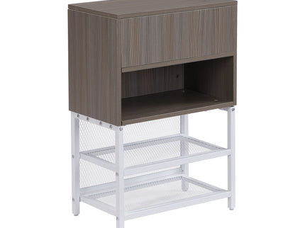 Platform Bed With 2 Tier Storage Shelves, Storage Cabinet