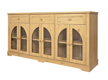 Sideboard Cabinet With 3 Drawers And 6 Arched Glass Doors
