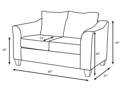Alcazar - Arm Loveseat 2 Seater - Sand