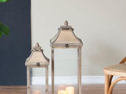 Candle Lantern Decorative, Hurricane Lantern Holder Decor For Indoor Outdoor, Home Garden Wedding - Ivory