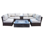 Dark Brown / 2 Pc. U-Shaped Sectional, Fire Pit