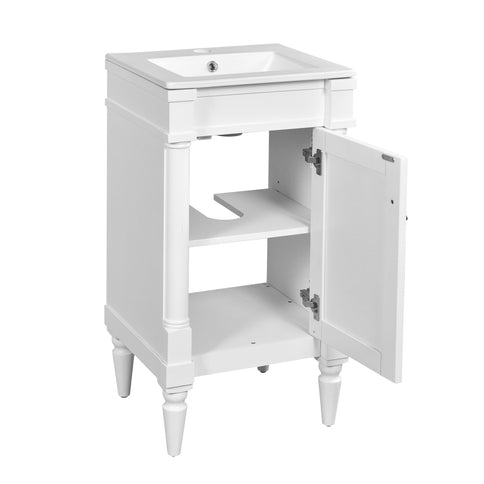 Bathroom Vanity With Sink, Storage Cabinet With Door, Drop In Sink, Compact Freestanding Design