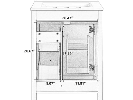 Elegant Bathroom Vanity With Ceramic Sink, Soft Close Doors And Drawers, Double Storage Racks