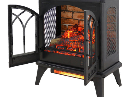 3D Flame Electric Infrared Quartz Fireplace Stove With Remote Control - Antique Black