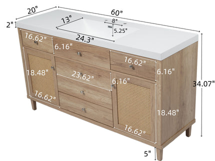 Bathroom Vanity With Sink, 5 Legs, Soft Close Drawers