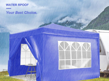 10'X10' Folding Canopy With 4 Removable Sidewalls Outdoor Event Shelter UPF 50+ Gazebo Portable Tents For Parties Beach Camping Wedding Ez Pop Up Canopy 4 Pieces Weight Bag + Carry Bag
