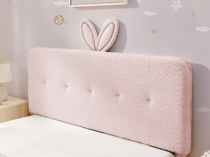 Upholstered Bed With Oversized Rabbit Ear Headboard, LED Lights & 4 Storage Drawers