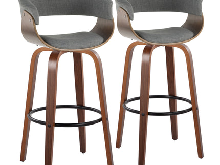 Vintage Mod - Mid Century Modern Fixed Height Barstool With Swivel & Round Footrest (Set of 2)