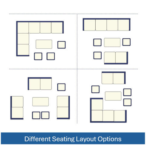 7 Piece Outdoor Dining Set With Cushions, Modular Sectional Sofa And Table
