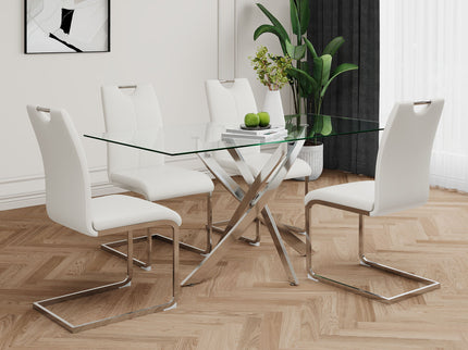 Modern Dining Chairs With Padded Seat And Metal Legs